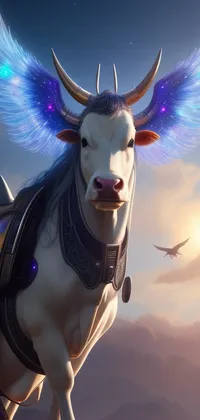 Sci-fi Cow with Wings Live Wallpaper