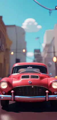 Old Red Car Cartoon Live Wallpaper