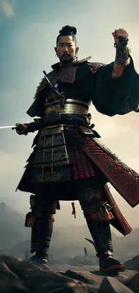 Samurai on Mountain Top Live Wallpaper