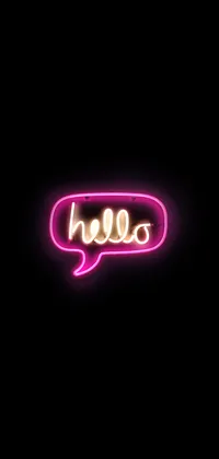 Download Light Purple Aesthetic Hello In Neon Wallpaper