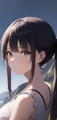 Anime Girl with Ponytail Portrait Live Wallpaper - download