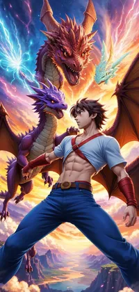 Anime Male Fighting Dragons Live Wallpaper
