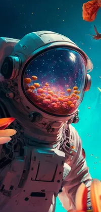 Astronaut and Flowers Live Wallpaper