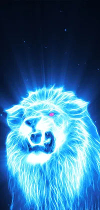 Blue Neon Lion Live Wallpaper