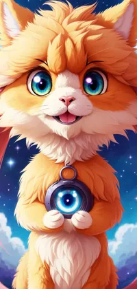 Kawaii Kitten with Agate Necklace ANime Live Wallpaper