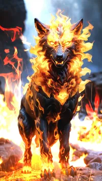 Burning Lava Wolf Live Wallpaper
