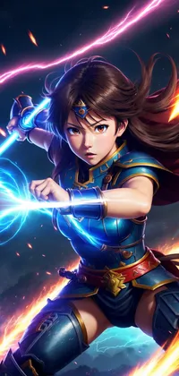 Fighting Warrior Princess Sci Fi Anime Live Wallpaper