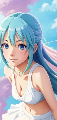 Cute Girl with Azure Hair Anime Live Wallpaper