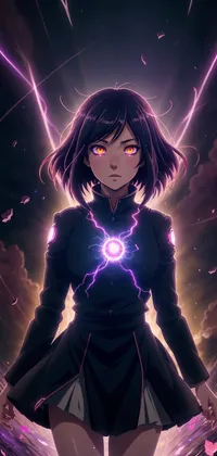 Neon Dark Female Angel Anime Live Wallpaper