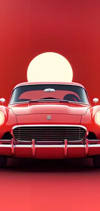 Classic Red Car at Sundown Live Wallpaper