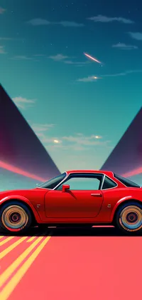 Cosmic Red Car Live Wallpaper