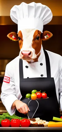 Cow as Kitchen Chef Live Wallpaper