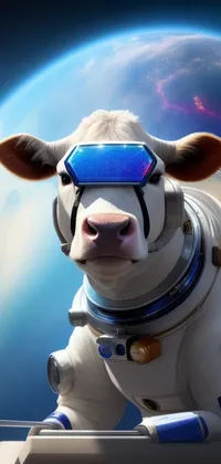 Cow in Astronaut Suit Live Wallpaper