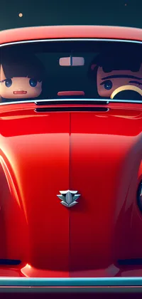 Cute Red Car Front View Live Wallpaper