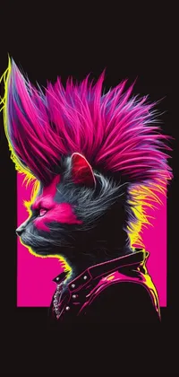 Cyberpunk Cat with Mohawk Live Wallpaper