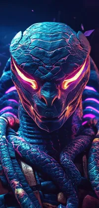 Cyberpunk Reptilian with Neon Eyes Live Wallpaper