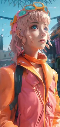 Dystopian Anime Girl Colorful Portrait Live Wallpaper