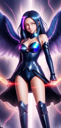 Black Female Angel Anime Live Wallpaper