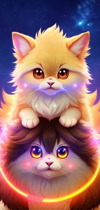 Two Furry Kittens Anime Live Wallpaper