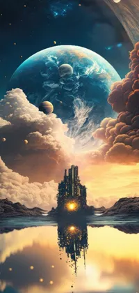 Fantasy Castle under Cloudy Planet Live Wallpaper