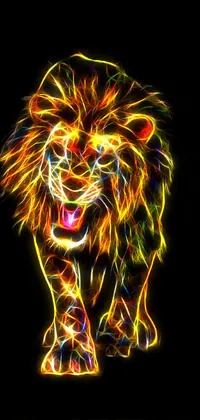 Fractal Neon Lion Live Wallpaper