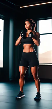 Gym Woman Lifting Weights Live Wallpaper - free download