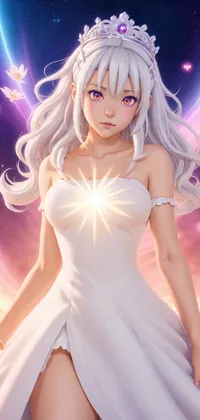 Radiant White Anime Princess Live Wallpaper