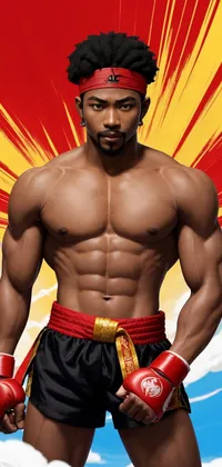 Black Male Boxer with Red Headband Live Wallpaper