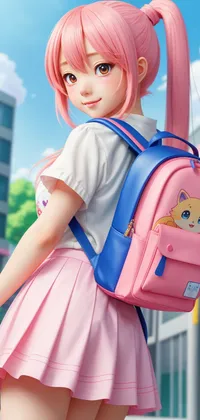 Cute Ponytail School Girl Anime Live Wallpaper