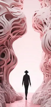 Man in a Pink Sculptures Tunnel Live Wallpaper