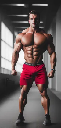 Man in Red Shorts at Gym Live Wallpaper