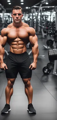 Man Posing in Gym Live Wallpaper