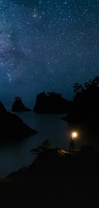 Man With Light at Night Live Wallpaper