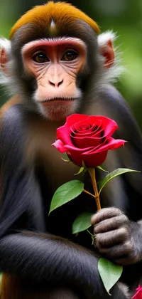 Monkey Holding a Rose Live Wallpaper