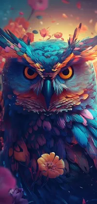 Multicolor Owl Portrait Art Live Wallpaper