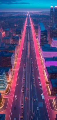 Neon City Aerial View Live Wallpaper