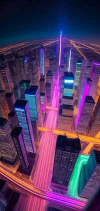Neon City Top View Live Wallpaper