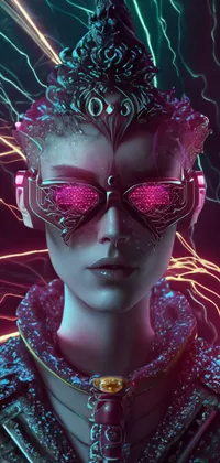 Neon Lines Cyberpunk Queen Live Wallpaper