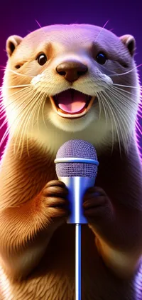Otter at Microphone Live Wallpaper