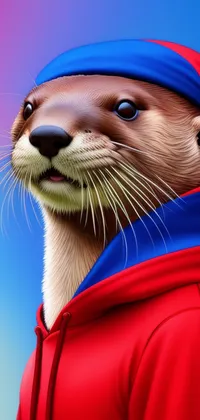 Otter in Red Hoodie Live Wallpaper