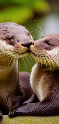 Otters Kissing Live Wallpaper