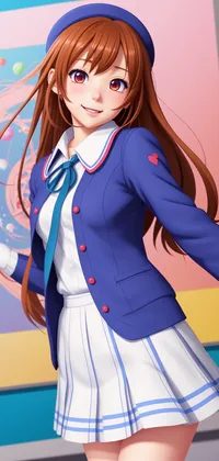 School Girl with Headband Anime Live Wallpaper