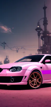 Pink Car at Power Plant Live Wallpaper