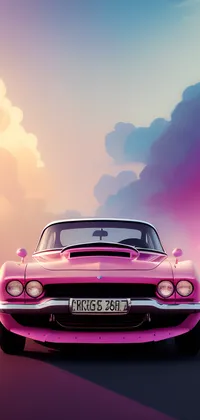 Pink Car with Four Headlights Live Wallpaper