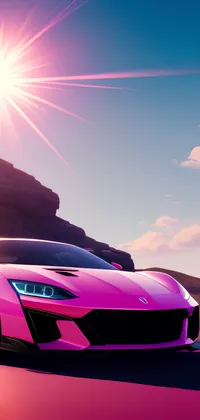 Pink Fast Car Under Sunlight Live Wallpaper