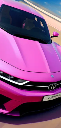 Pink Muscle Car Front Live Wallpaper