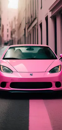 Pink Sports Car Front View Live Wallpaper