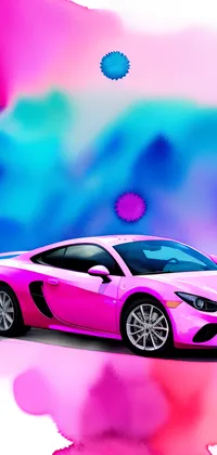 Pink Super Car in Pink and Blue Background Live Wallpaper