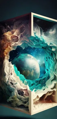 Planet Earth in an Abstract Cube Live Wallpaper