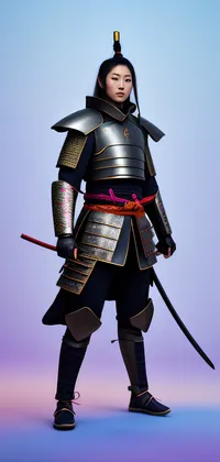 Purple Female Samurai Live Wallpaper